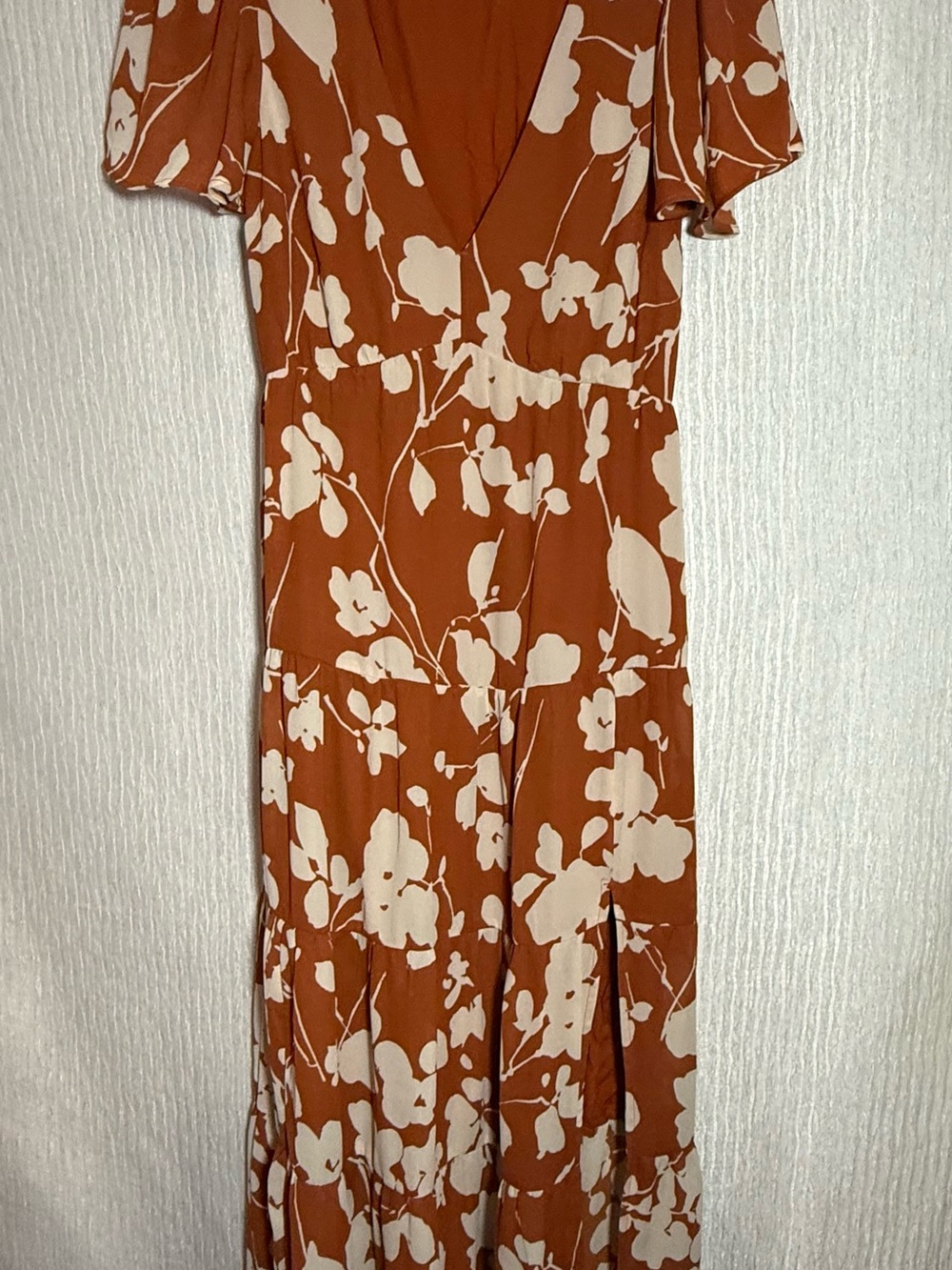 Abercrombie & Fitch Rust and Cream Floral Tiered Maxi Dress